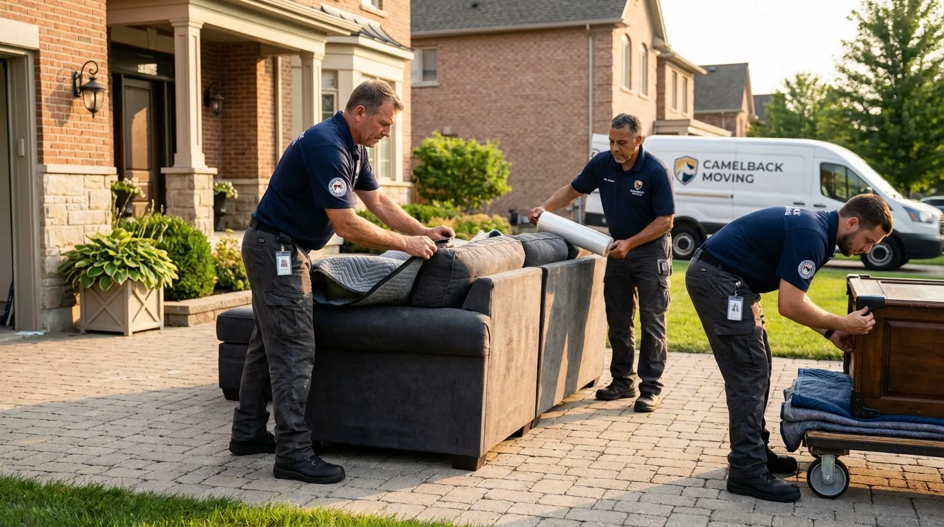 Large estate moving crew wrapping furniture in Adamstown, PA