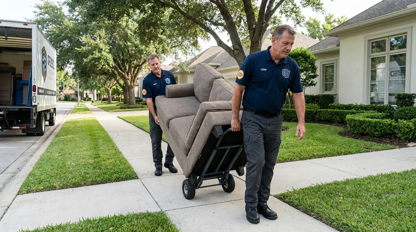 Local residential moving crew loading furniture in Adamstown, PA
